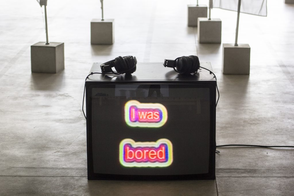 Žilvinas Dobilas, Jonas Zagorskas I was bored, (2000). Exhibition view, ‘Authority Incorporeal’, Rupert Centre for Art, Residencies and Education, 2021. Photo: Ugnius Gelguda