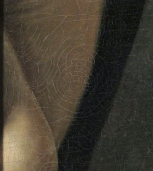 Details of the circular craquelure on the surface of The Staircase Group.