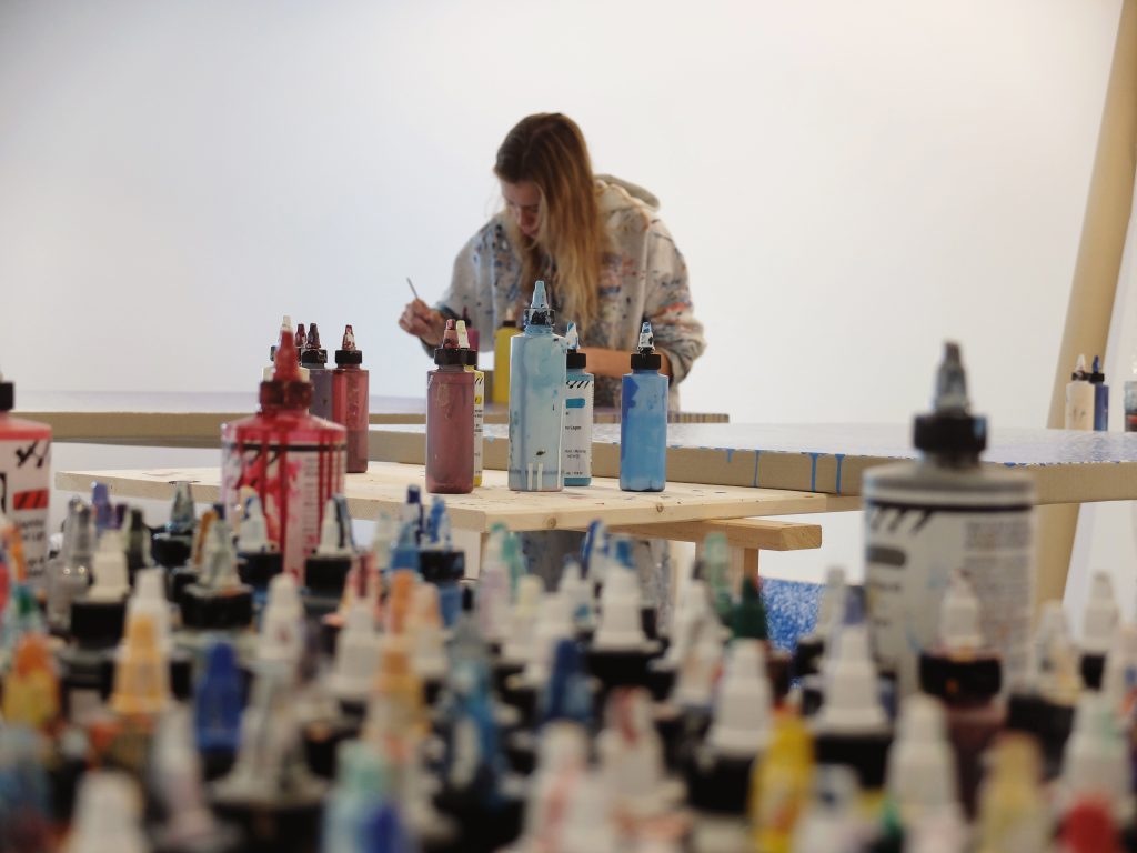 Cyrielle Gulacsy during her residency at CAB Foundation Saint-Paul-de-Vence. Photo: courtesy of CAB fondation and the artist.
