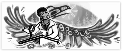 An early draft of the Elizabeth Peratrovich Google Doodle by Michaela Goade (Source: Google)