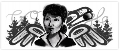 An early draft of the Elizabeth Peratrovich Google Doodle by Michaela Goade (Source: Google)