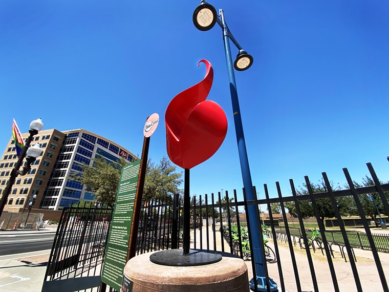 Ryan Shea's Two-Sided Heart at Tempe Beach Park is part of an earlier IN FLUX cycle. - TEMPE PUBLIC ART