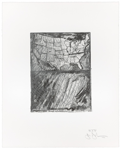 A map of the United States with vigorous pencil lines over another image where the strokes almost completely obscure the map